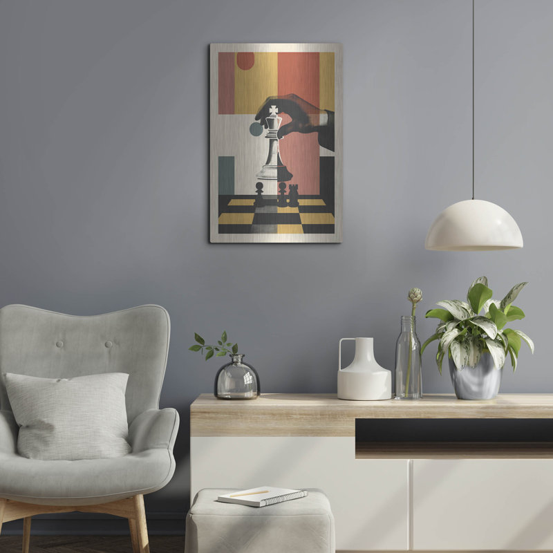 «The Chess Player» par Andreas Magnusson, art mural en métal, H 24 po x l 16 po
