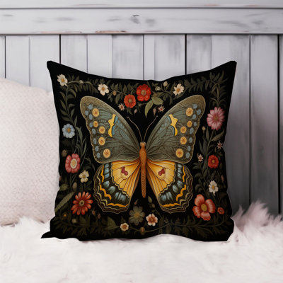 Animals William Morris Butterfly Pattern II Cottage Throw Pillow Cover