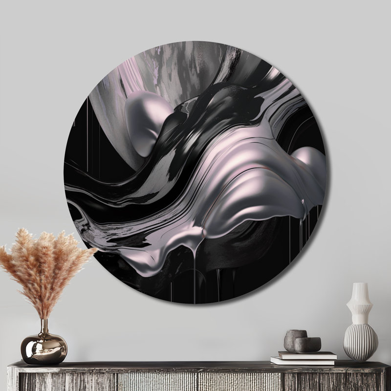 Captivating Marble Ii - Décoration murale abstraite sur métal, L 23 po x H 23 po, Silver