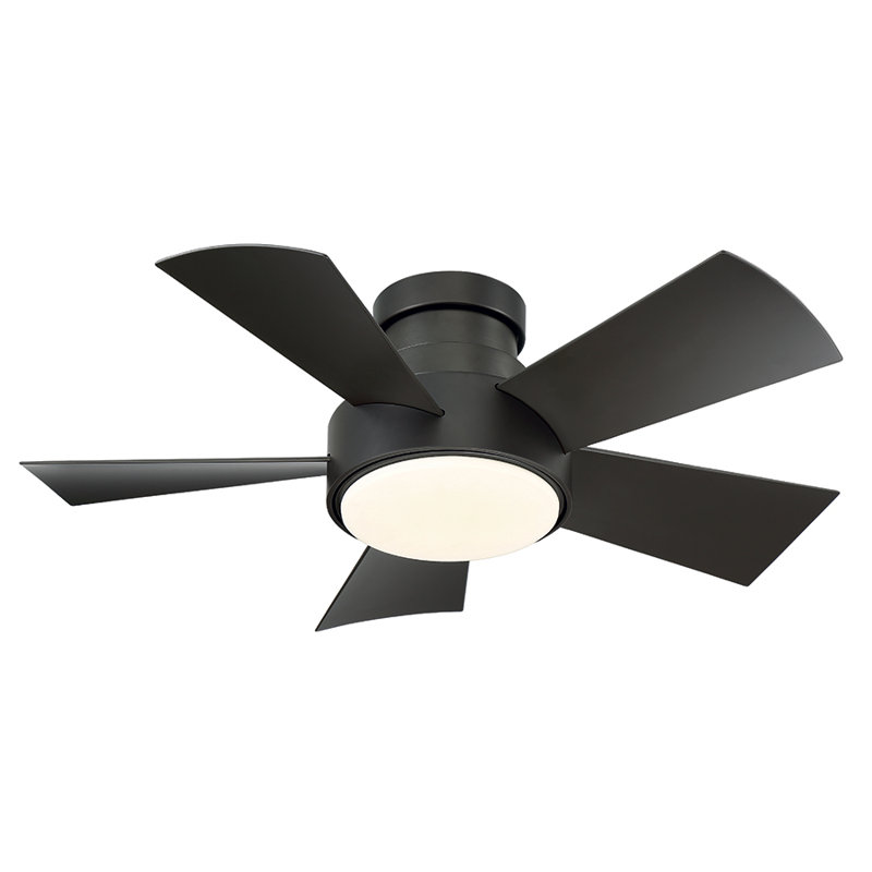 Vox 5 - Blade Indoor/Outdoor Smart Flush Mount Ceiling Fan with Remote Control and LED Light Kit, Bronze, 38"