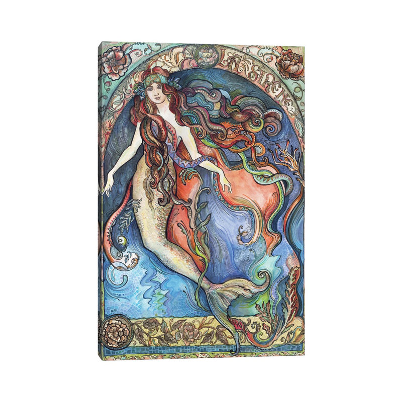 «A Mermaid - La Sirène» par Fanitsa Petrou - impression sur toile tendue, H 12 po x l 8 po x P 0,75 po