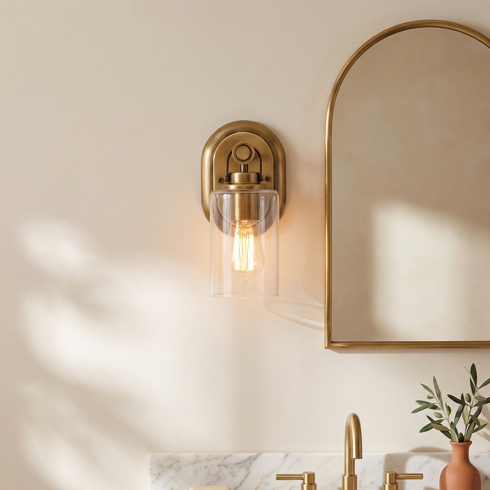 April Dimmable Bath Sconce, Heritage Brass