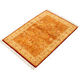 Tapis décoratif beige/brun clair en laine noué à la main de conception unique 4 pi 2 po x 5 pi 9 po Deztany