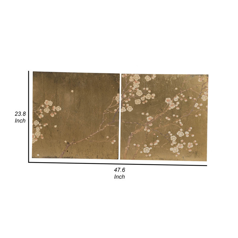 Motif floral divisé sur toile, 2 pièces minimalistes