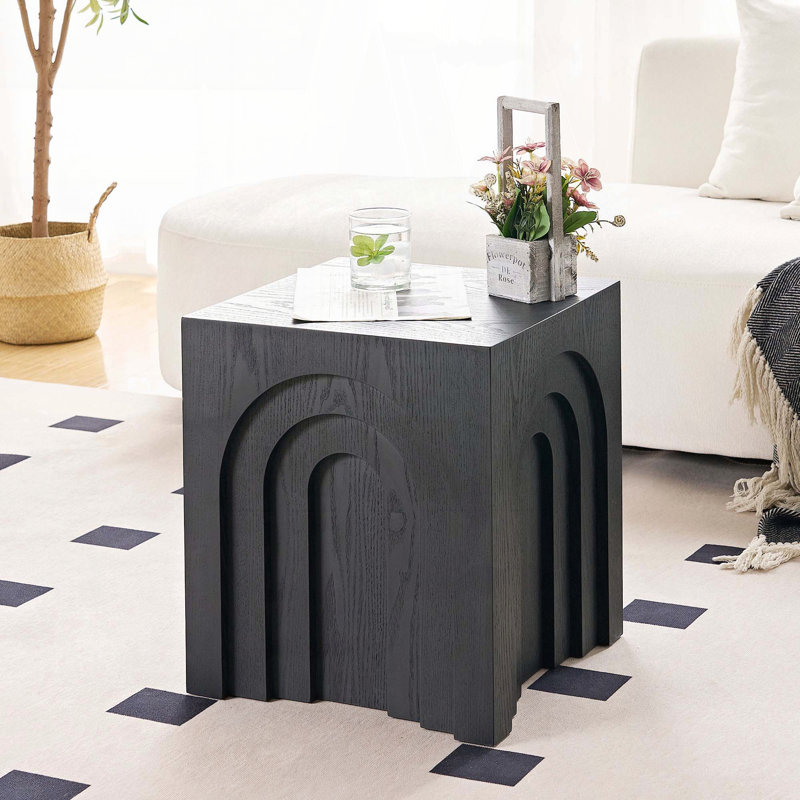 Table d'appoint carrée 15,74 po - Bois aggloméré noir moderne