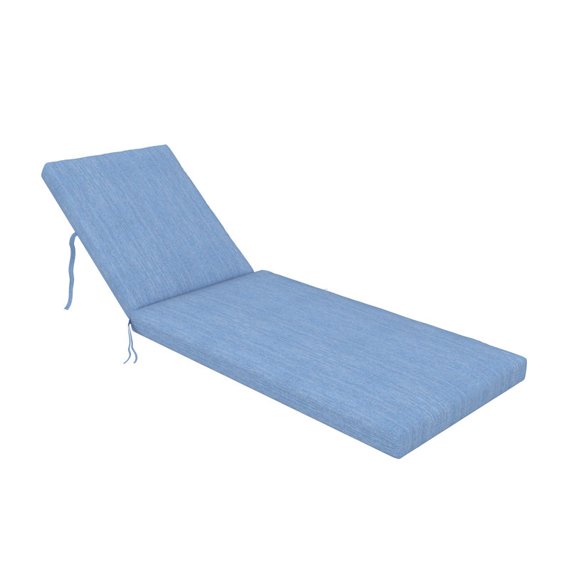 Amala Sunbrella® Outdoor Chaise Lounge Cushion, 22" x 24"/24.5" x 52.5", Cast Ocean Sunbrella® Plainweave