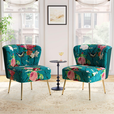Fauteuil demi-tonneau en velours avec dossier capitonné Alice Felicia
