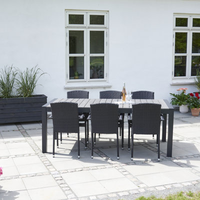 Jaidon 6 - Person Wicker Patio Dining Set with Extendable Rectangular Table