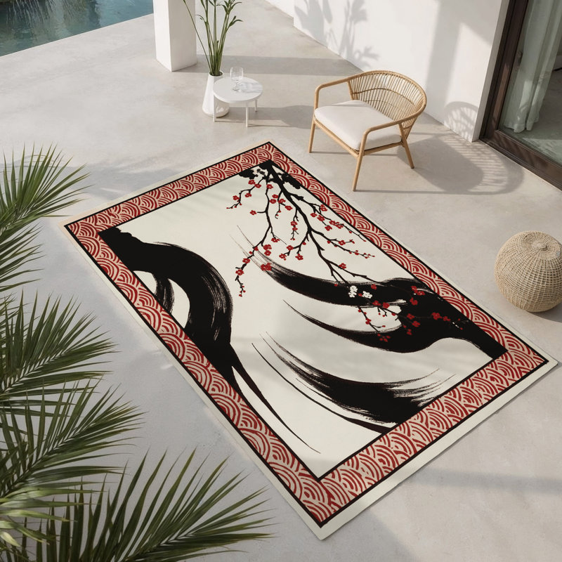 Tapis intérieur et extérieur Lunar Bloom, Rectangle 4' x 6'