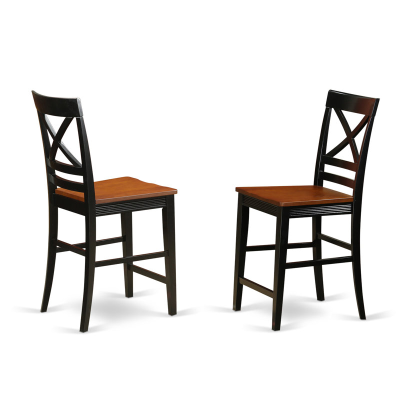 Quincy Counter-Height Bar Stool - Pub Height Wooden Chairs, Set of 2, Black & Cherry, Black/Cherry