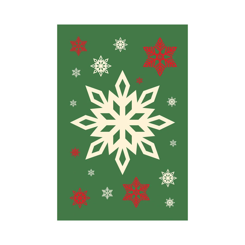 Natural Christmas With Snowflakes On Green Background by Design Harvest - Wrapped Canvas Print, 20.32 cm H x 30.48 cm W