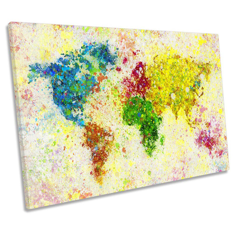 Abstract Map Of The World - Wrapped Canvas Painting, 30.5cm H x 45.7cm W x 2cm D