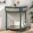 Unique Half Moon Design End Table With Sliding Rattan Door,Elegant Semi-Circle Entryway Console Table With 2 Rattan Storage Cabinet And Bottom Shelf For Living Room, Bedroom, Study, Hallway