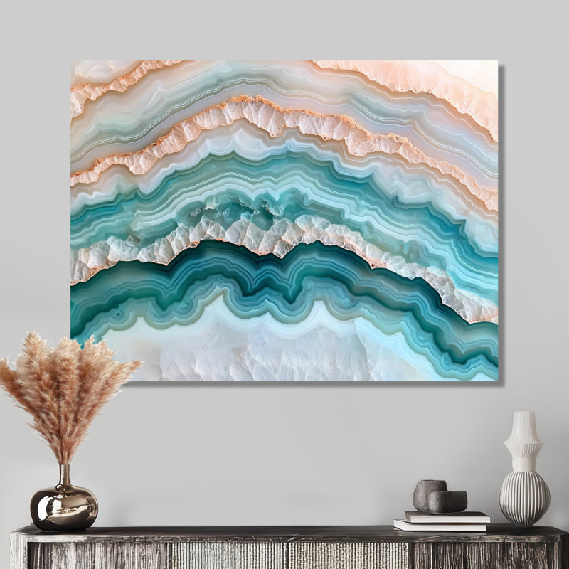 Agate Dream River XIII - décoration murale géode en pierre, impression traditionnelle en métal, H 12 po x l 20 po x P 0,84 po