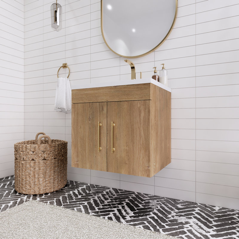 Ensemble de meuble-lavabo simple 24 po Tojuana, Chêne et teck