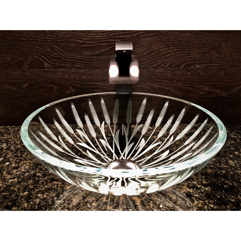 Elegant Glass Engraving Studio 16.5'' Glass Circular Bathroom Sink
