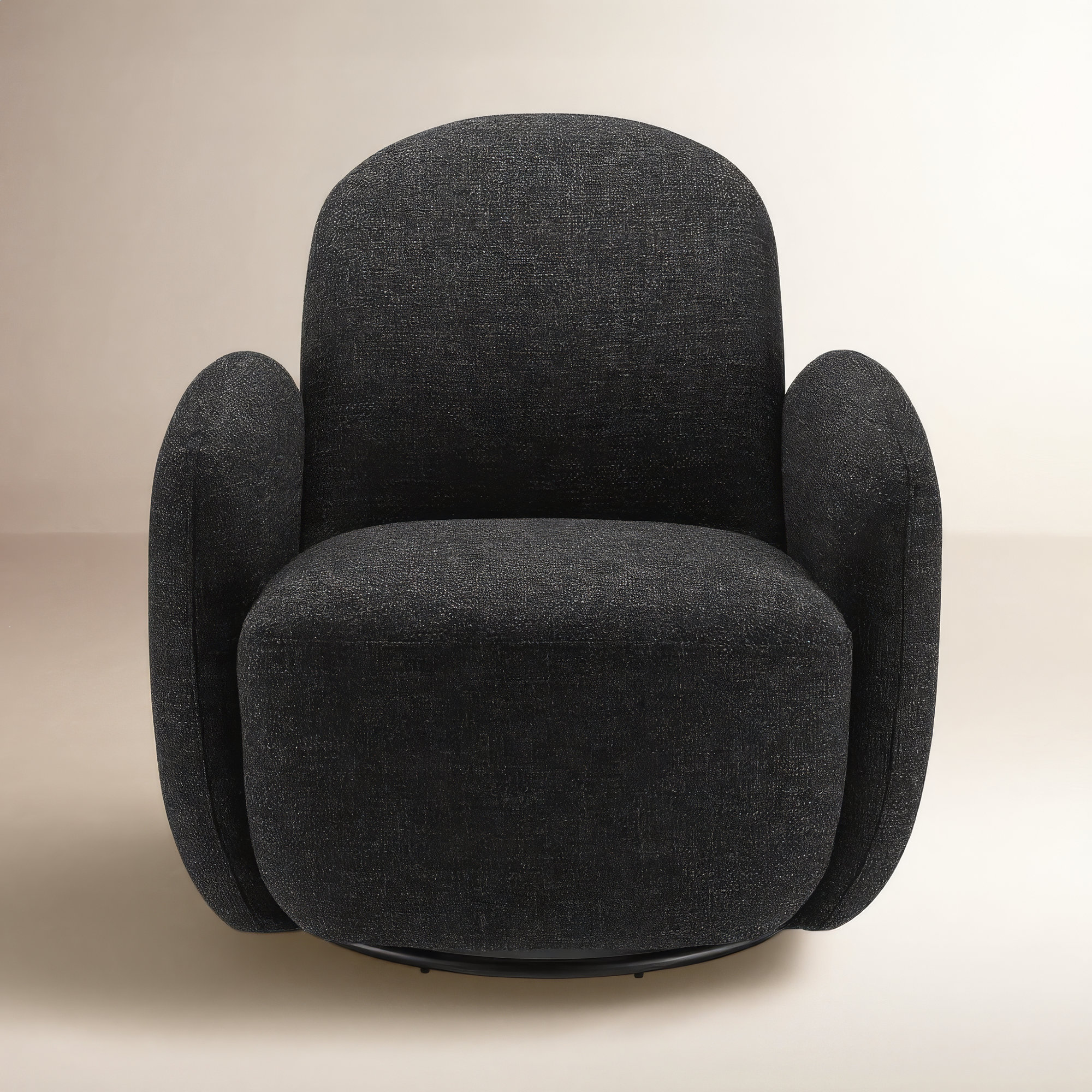 Lotta Swivel Lounge Chair, Black Fabric