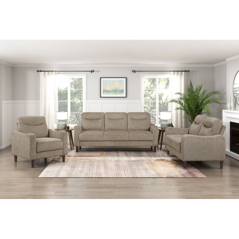 Ensemble de canapé contemporain 3 pièces brun canapé causeuse en chenille rembourrage en mousse confort bois massif meubles salon