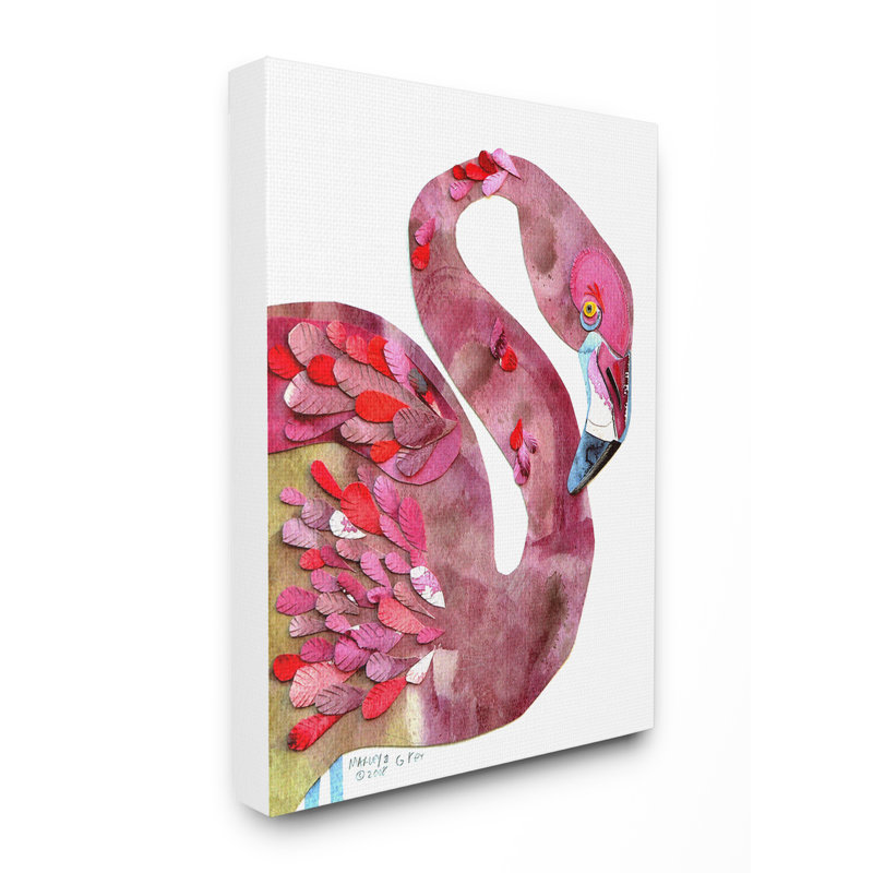 «Cutout Collage Flamingo», art sur toile, Toile tendue, H 20 po x l 16 po x P 1,5 po