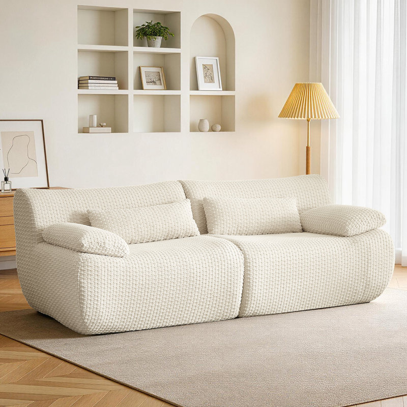 Causeuse modulaire 78 "avec repose-pieds, canapé de compression dans une boîte, Crème