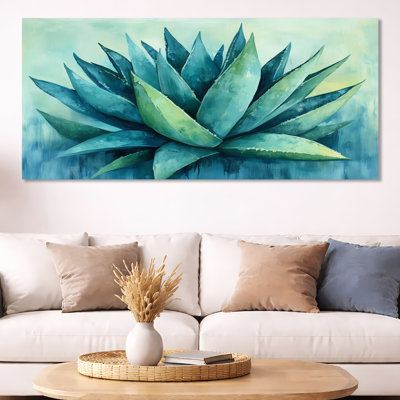 Agave bleu vif - Tableau encadré sur toile représentant une plante succulente