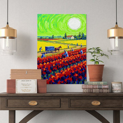 Canvas Wall Art Vincent Gogh Red Vineyard-2 Vintage Poster Print Home Decor