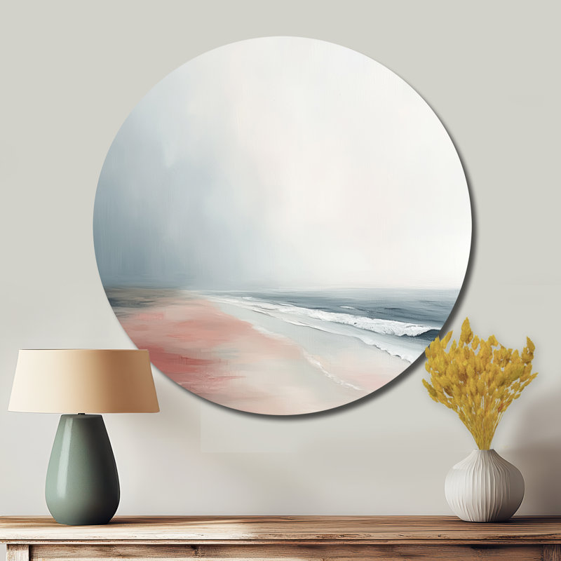 Summer Beach Shoreline In Prince Edward Island - Art abstrait mural rond en métal, L 36 po x H 36 po