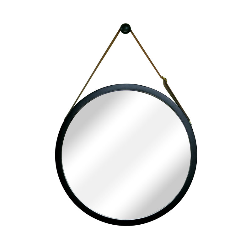 Jeffrey Wood Flat Wall Mirror, 15" H x 15" W, Black