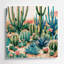 Art mural en métal beige 98 "Southwestern Landscape Cactus Garden"