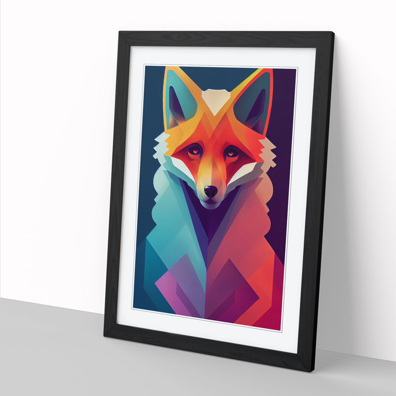 FRM-V0523-1043X Fox Unique Abstract Vol.1 1 Piece Single Picture Frame Wall Art, 46cm H x 34cm W x 2cm D, Oak Framed