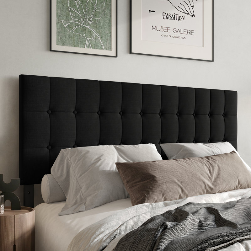 Jadeen Upholstered Panel Headboard, King, Black