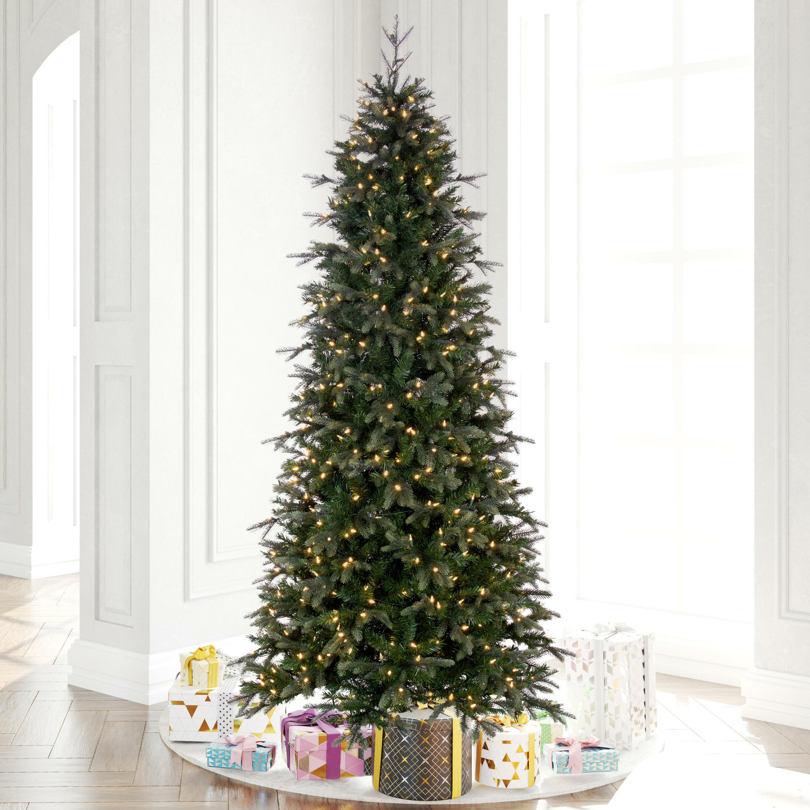 7.5' Lighted Artificial Pine Christmas Tree