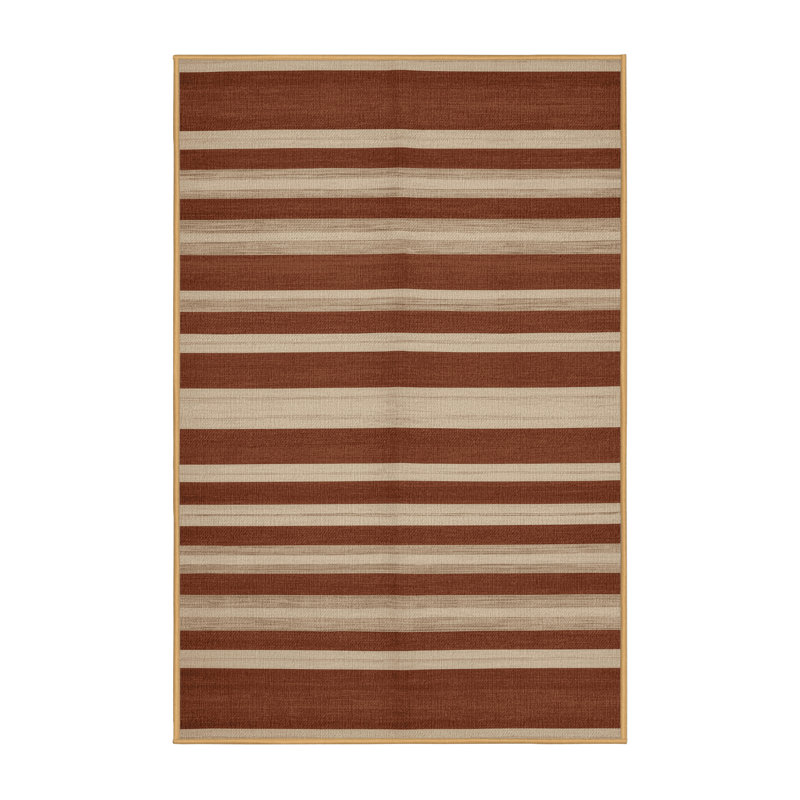  Tapis beige lavable rayé en terre cuite, Tapis de couloir 2 pi x 4 pi