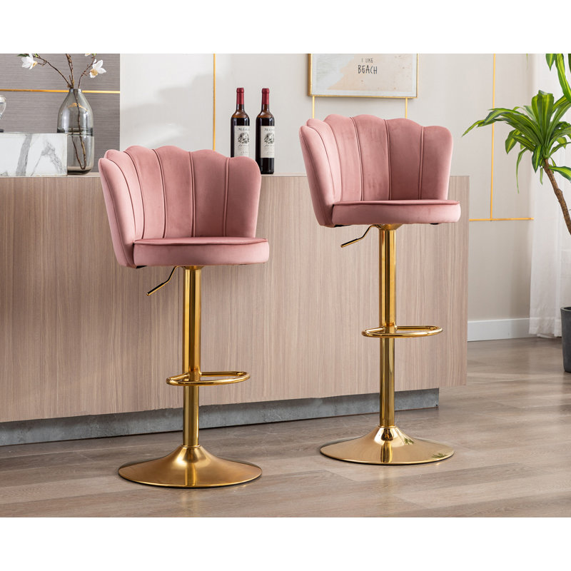 Tabouret à hauteur réglable Ludka, Rose foncé
