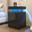 Table de chevet, ensemble de 2 tables de chevet avec lumières DEL et armoire de rangement pour la chambre à coucher - noir