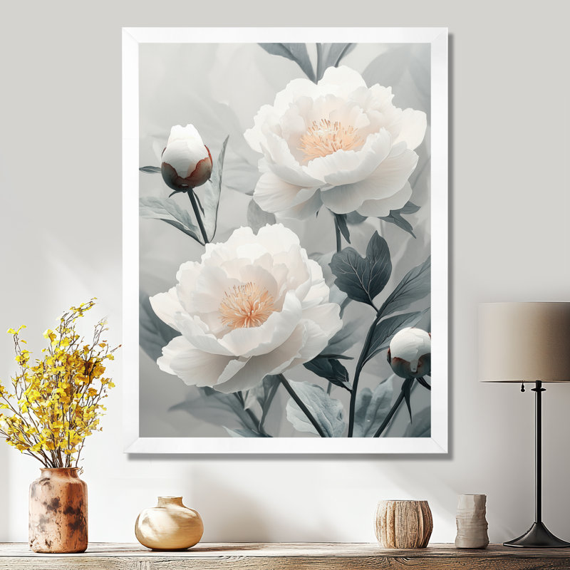 Atkinson - Floral Wall Art, 44" H x 34" W, Single Picture Framed Print, White