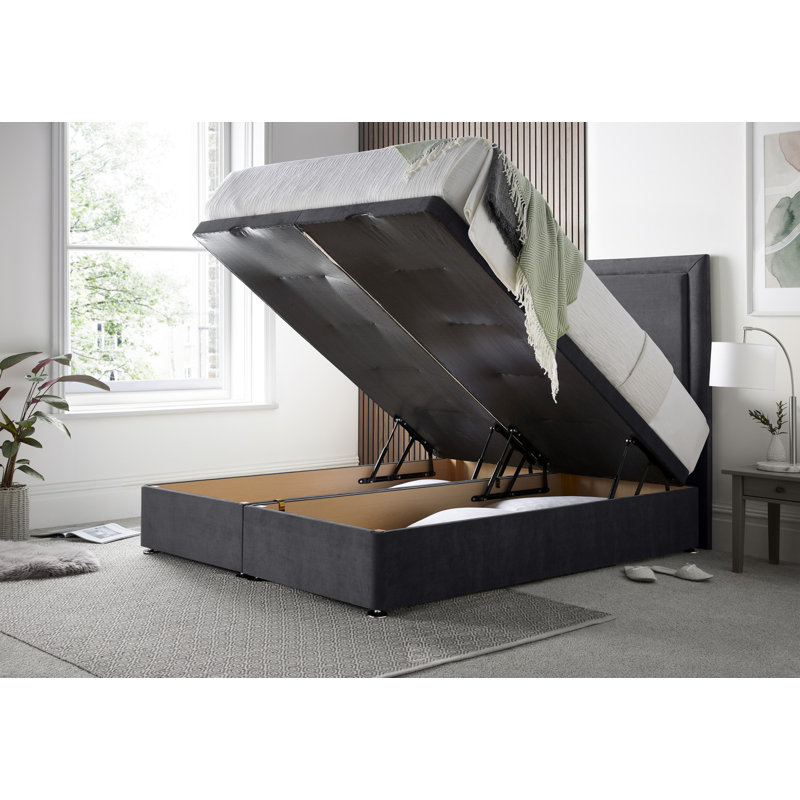 Charlie Naple Divan End Lift with 54" Floorstanding Headboard, Black, Single (3')