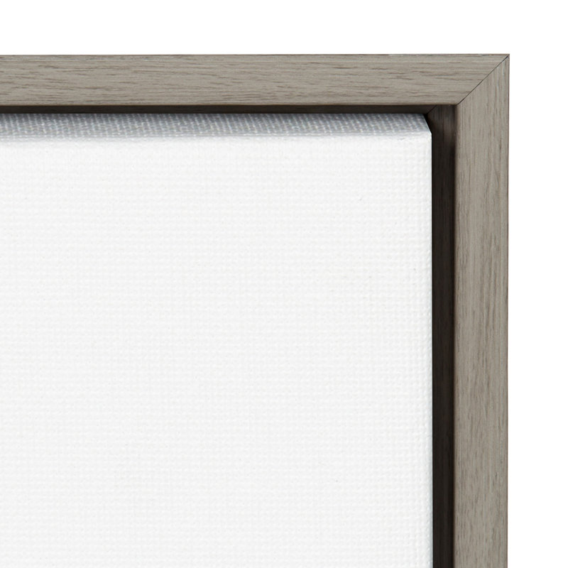 Ghostly White Floral Print on Dark Green Canvas with Frame