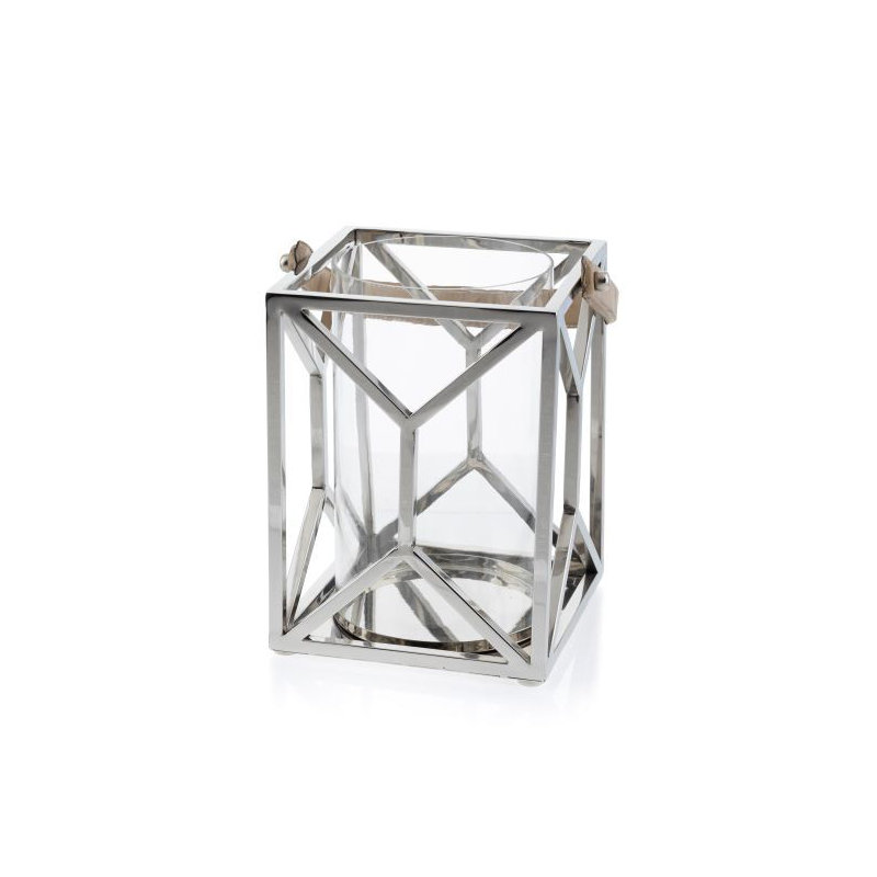 Glass Tabletop Lantern, 26 cm H x 19.50 cm W x 19.50 cm D