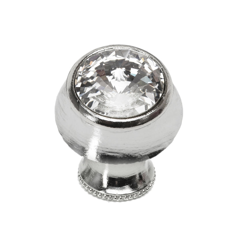 Caché round knob with flared foot with an rivoli Swarovski Clear Crystalsin Gilded Mercury, Chrome