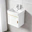 Ensemble de meuble-lavabo mural avec lavabo et robinet en céramique, système de drainage complet, conception peu encombrante pour les petites salles de bain