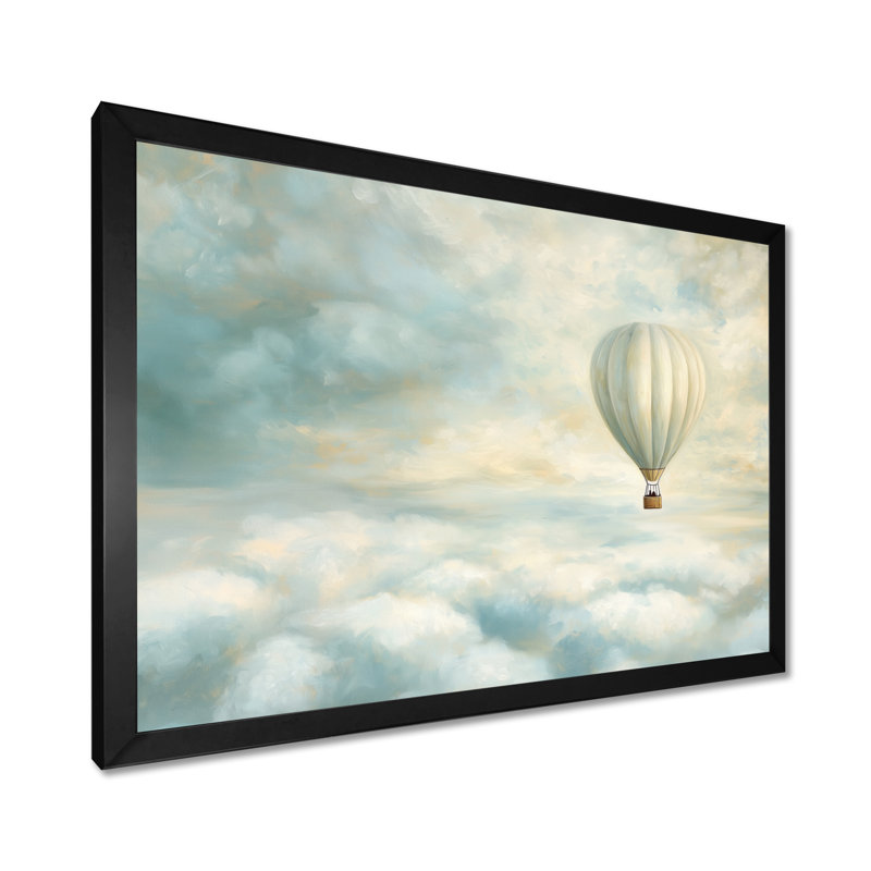 Montgolfière au-dessus des nuages - impression sur toile, H 16 po x l 32 po, Noir