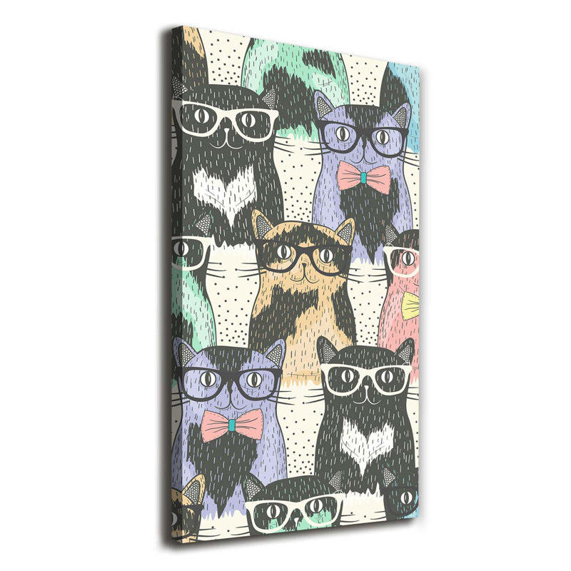 Cats With Glasses - Wrapped Canvas Print