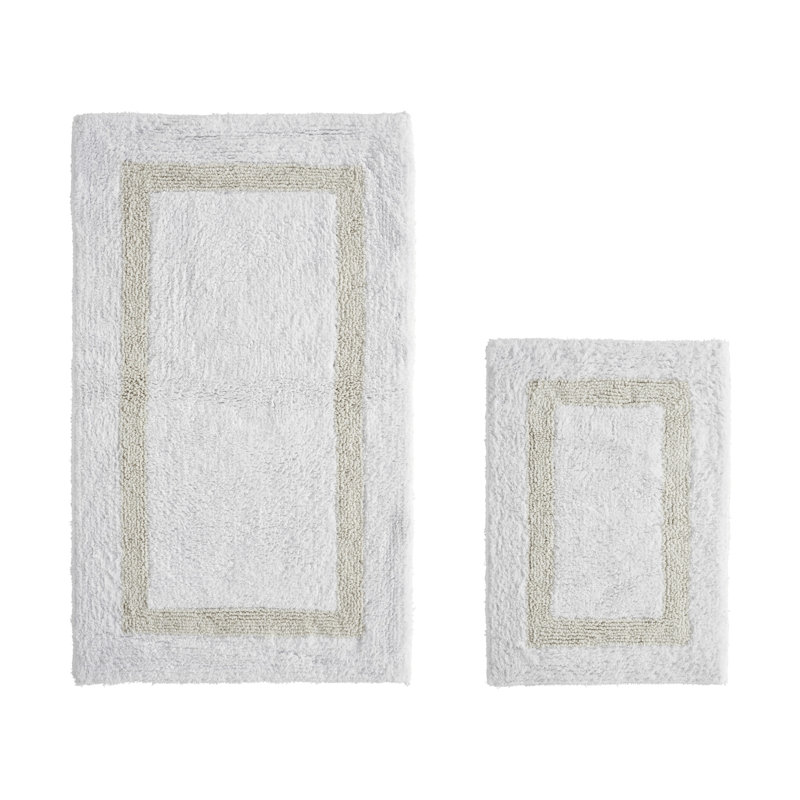 Ensemble de tapis pour salle de bain 2 pièces 100% coton 2370 g / m² Broshouse, tapis de salle de bain touffeté ultra moelleux, super absorbant certifié OEKO-TEX®, réversible, lavable à la machine, confort semblable au spa, blanc / ivoire