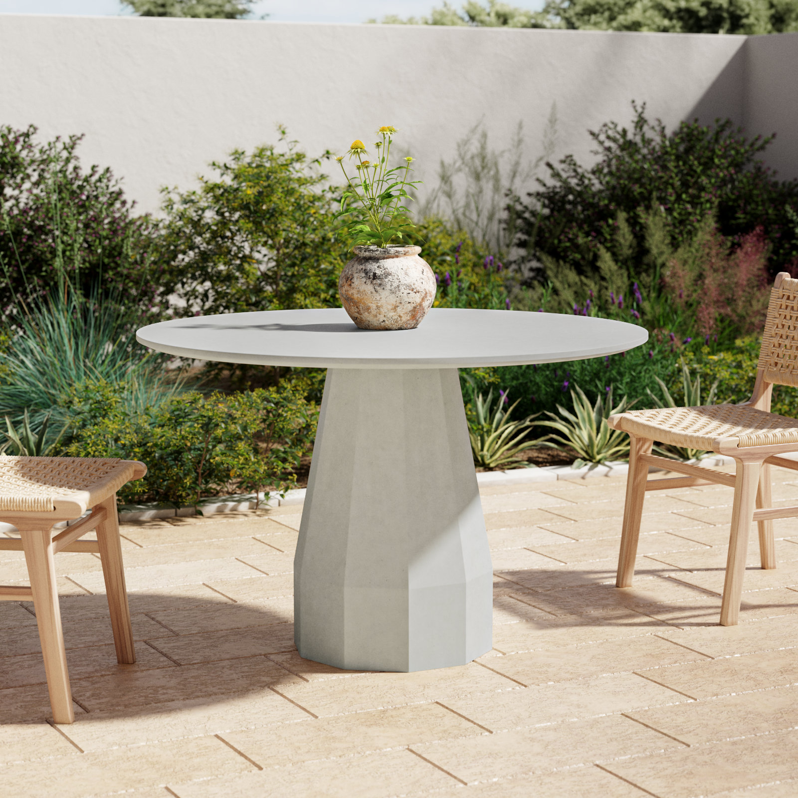 Winnifred 47'' Concrete Outdoor Dining Table, White