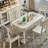 Retro Beige Rectangular Solid Wood Dining Table-1449092124