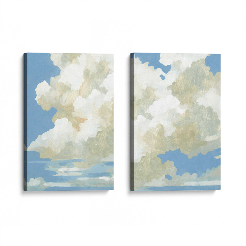 «Calm Clouds in the Breeze», ensemble de 2, H 19 po x l 16 po, Toile tendue