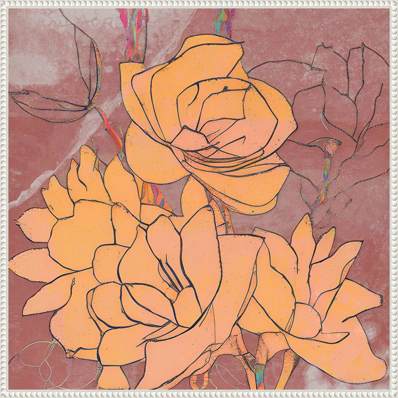 «Abstract Pale Roses» par Elena Ray, reproduction d'art sur toile encadrée, H 30 po x l 30 po