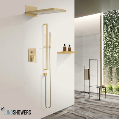 Pomme de douche à pluie et à pluie murale à 3 voies de 22 pouces avec système de poche Juno - Système multifonction luxueux