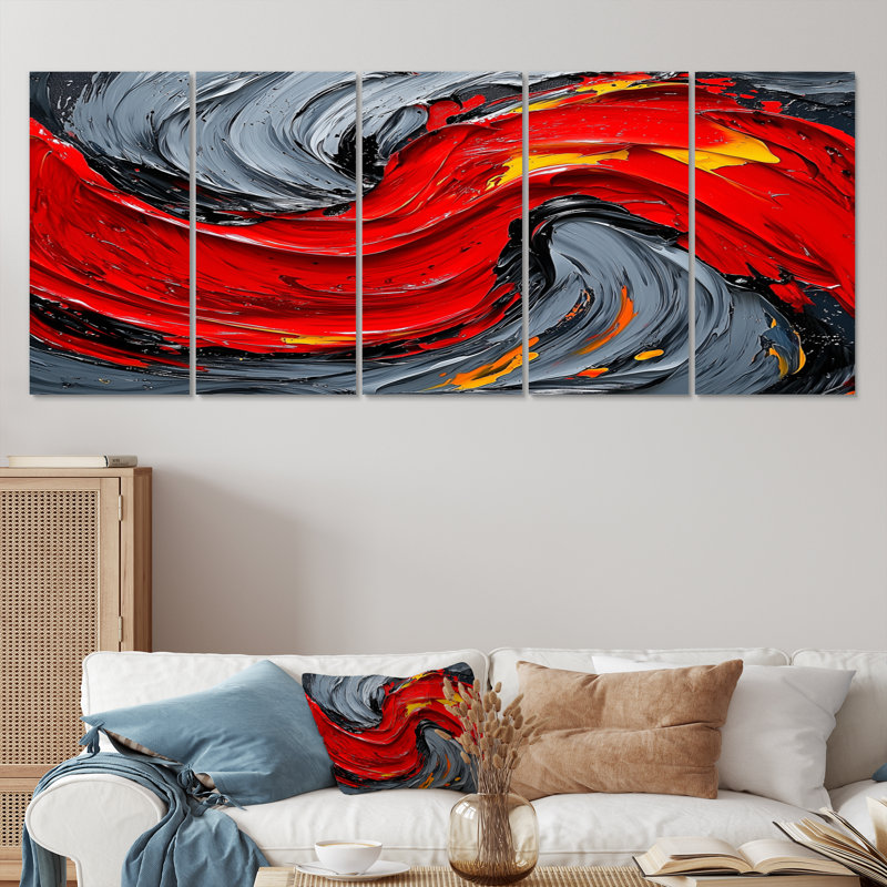 Cordelie - abstraite, décoration murale - art mural moderne, H 28 po x l 60 po, 5